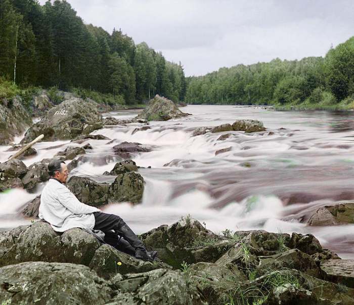 fotografije u boji carske Rusije - Sergej Mihailovič Prokudin Gorski vodopad Kivač