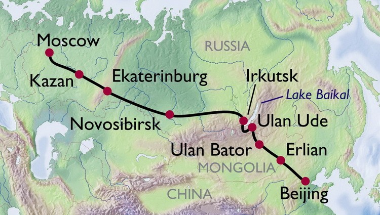 Putovanje Transibirskom železnicom Moskva - Peking mapa puta