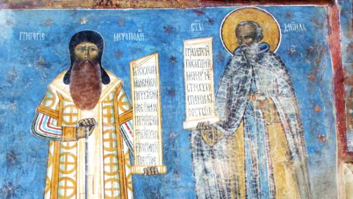 Nečiste pomisli monaha i vera - Freska Rumunski manastir Voronet Moldavija