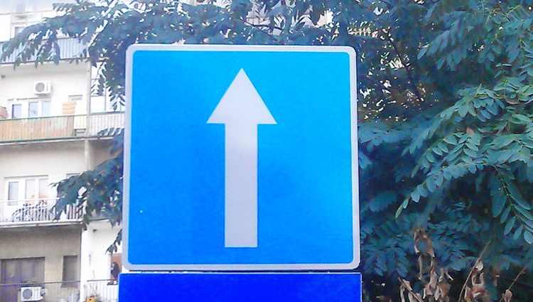 Saobraćajni znak obavezan smer - Budućnost je u nama ili u spoljnoj politici Srbije