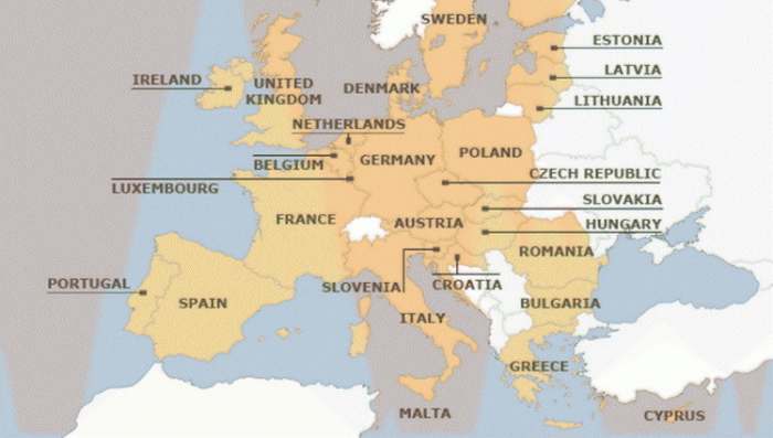 EU mapa 2013 godine Evropa i Balkan