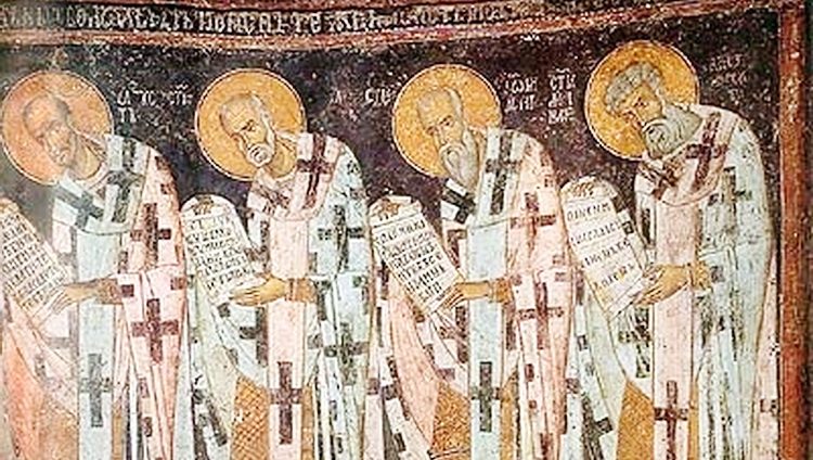 Bogoslovlje i Bogosluženje - pravila pravoslavne vere freska Poklonjenje Agnecu - Pećka Patrijaršija