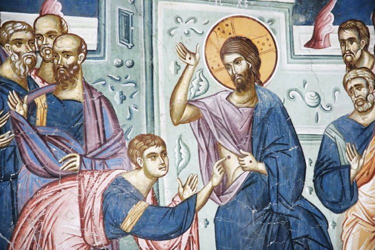 Freska Sveti apostol Toma dodiruje rebra Gospoda Isusa Hrista