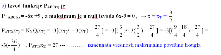 Jednačina površine trougla funkcija promenljive X 11