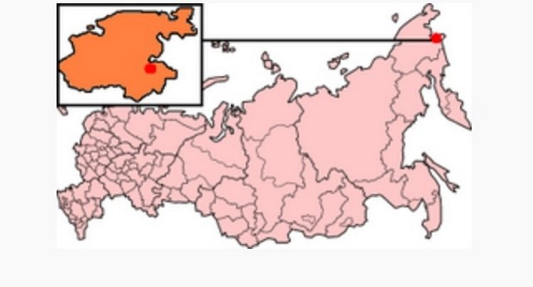 Anadir, mesto odakle je Darja, na mapi Rusije